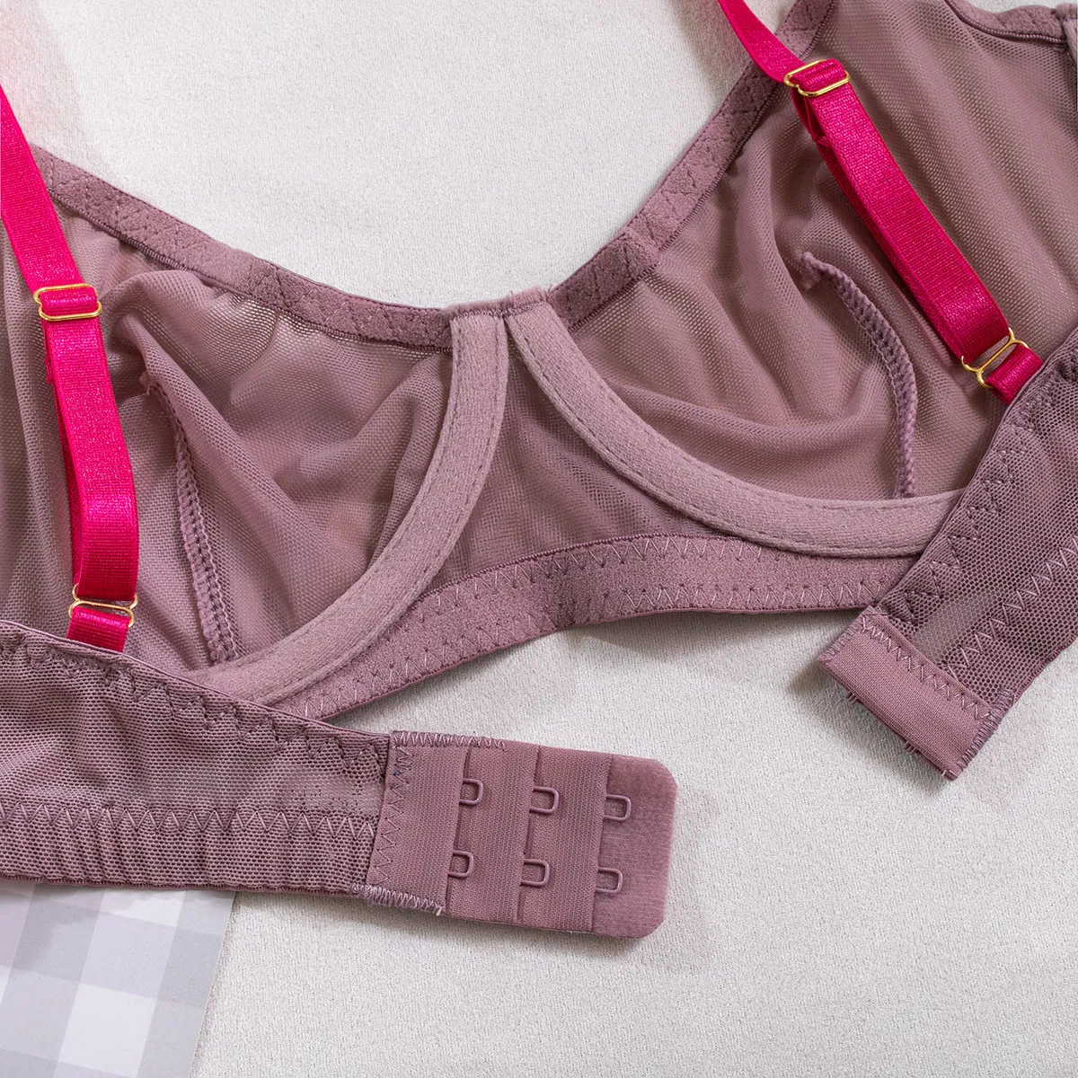Sexy Transparent Mesh Two-Piece Underwear Set Wholesale Comfortable Solid Color 2PCS Lingerie