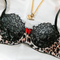 Sexy Leopard Print Ultra-Thin Bra and Thong Set Wholesale Transparent Woman Lingerie