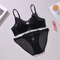 Sexy Cross-Strap Rabbit Ear Cup Lingerie Embroidered Lace Women's Push up Bra Set