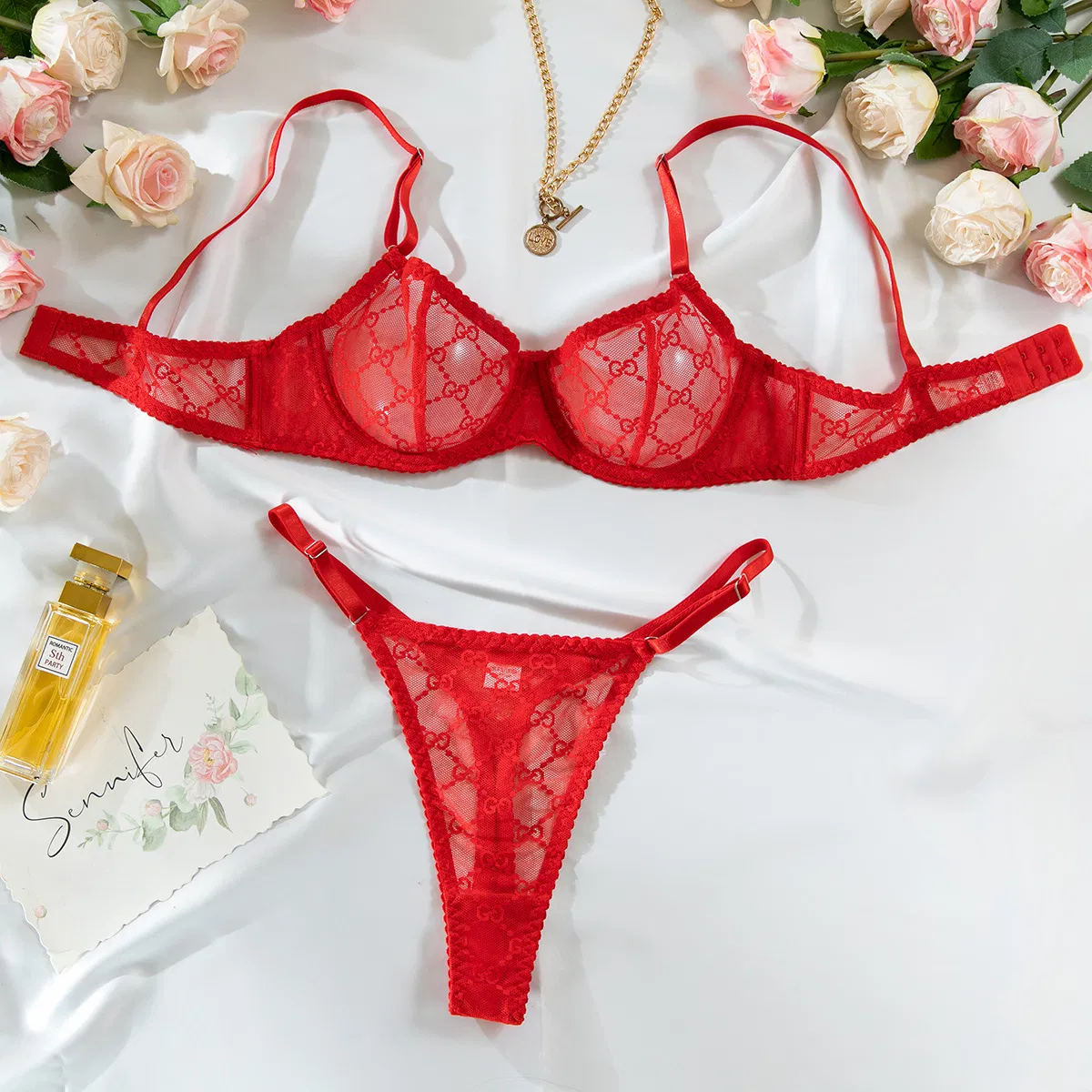 Wholesale Ladies Underwear Set Sexy Newest See-Through Mesh Women Lingerie