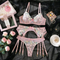 Wholesale Flower Embroidery Underwear Set Sexy Delicate Perspective Mesh Three-Piece Lingerie