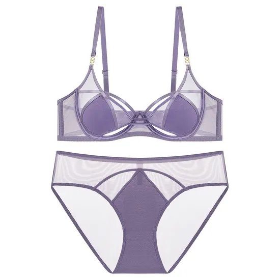 Sexy Women Lace Underwear Hot Girl Mesh Transparent Hollow Bra Set
