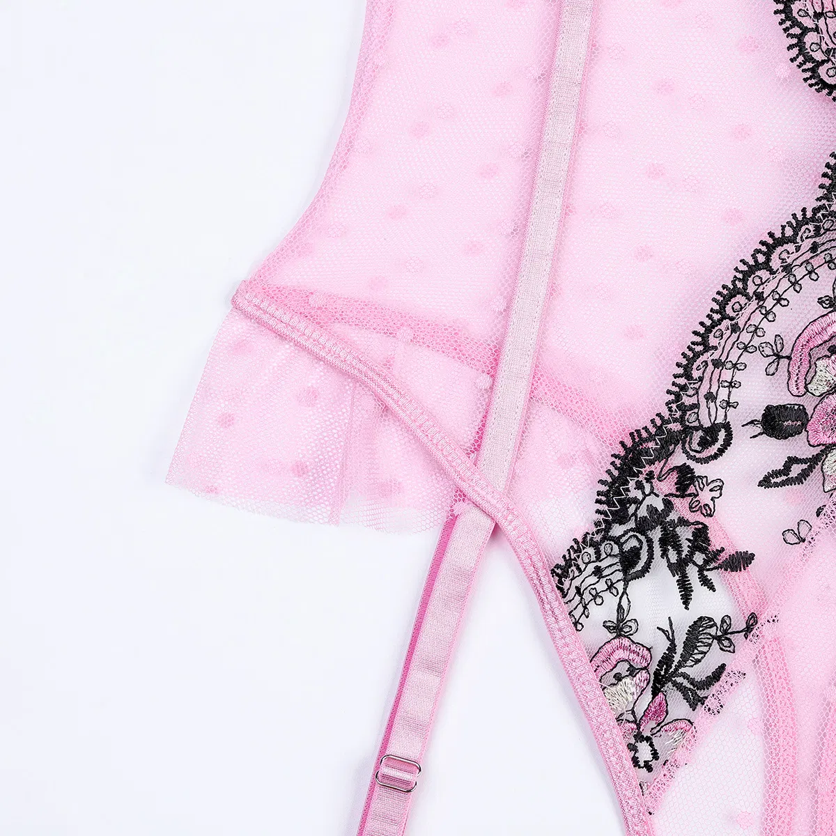 Wholesale Embroidered Underwear Set for Woman Sexy See-Through Mesh Women's Lingerie