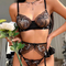 Hot Sell Romantic Ultra-Thin Transparent Underwear Embroidered Lace Bra Three-Piece Set Lingerie