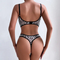 Sexy Fish Bone Contrast Zebra Woman Bra and Thong Set Hot Selling See-Through Mesh Lingerie