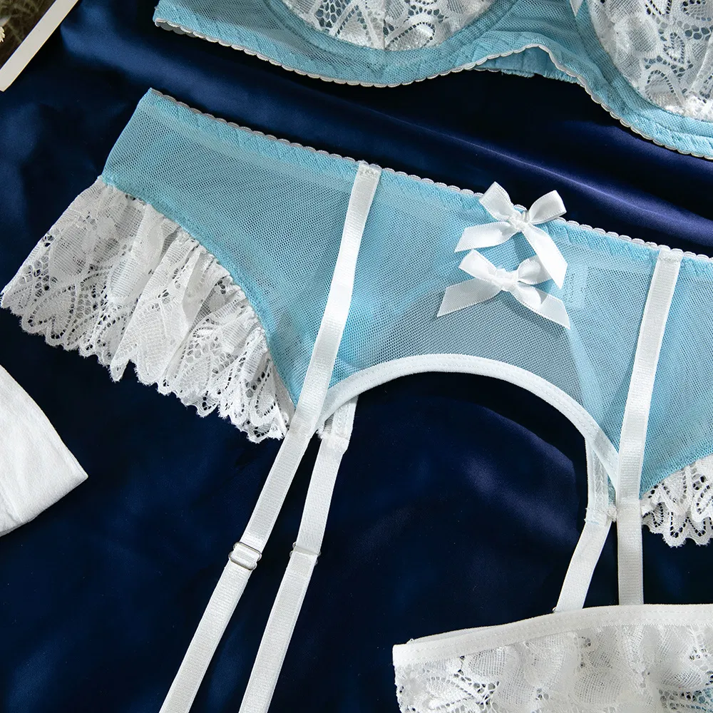 Sexy Ultra-Thin See-Through Underwear Set Wholesale Contrast Color Woman Lingerie