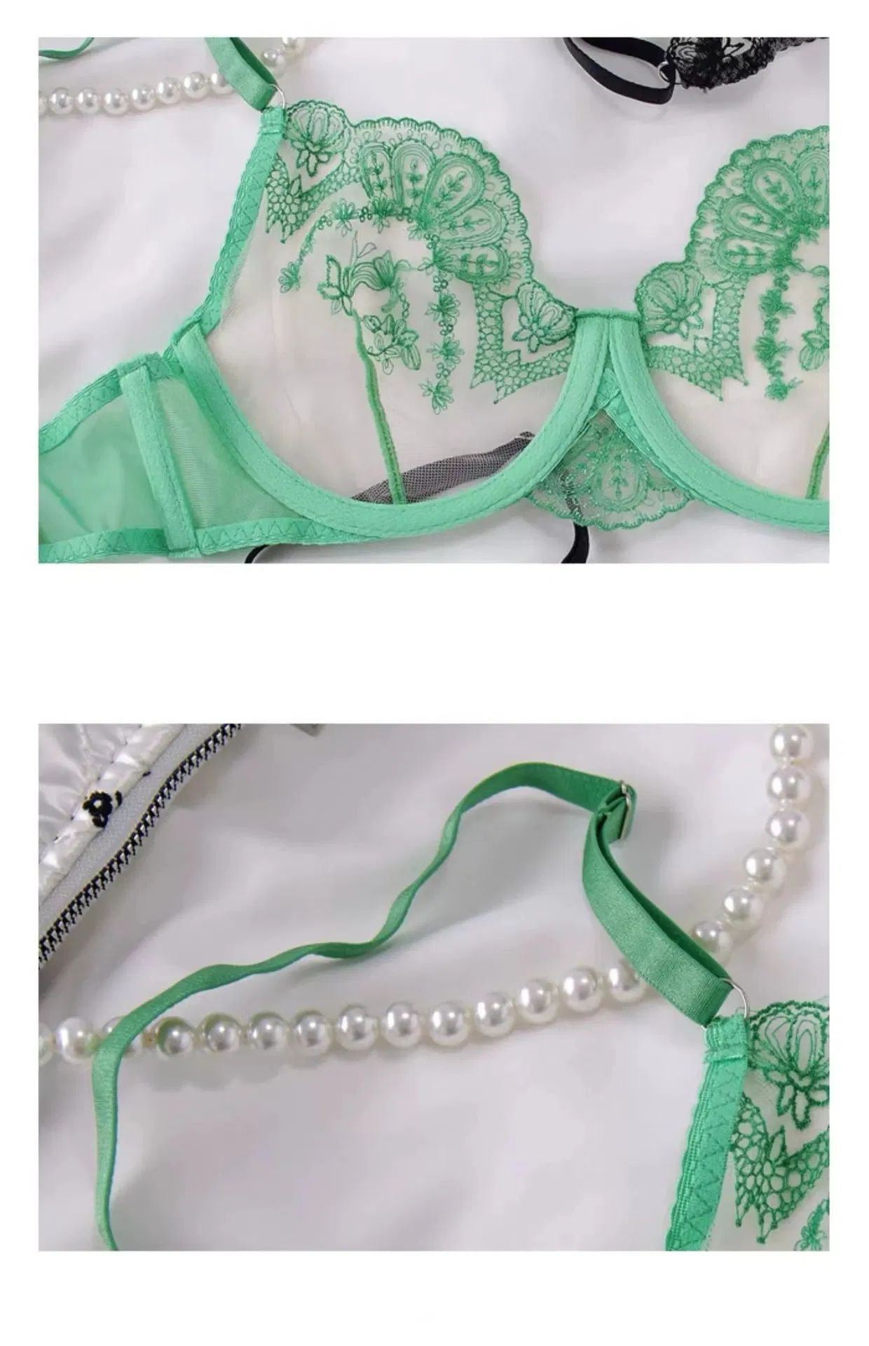 French Romantic Hollow out See-Through Bra Sexy Ultra-Thin Embroidered Set Lace Lingerie