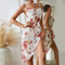 Sexy Flower Print Perspective Mesh Dress Sleepwear Wholesale Suspender Women Nightwear