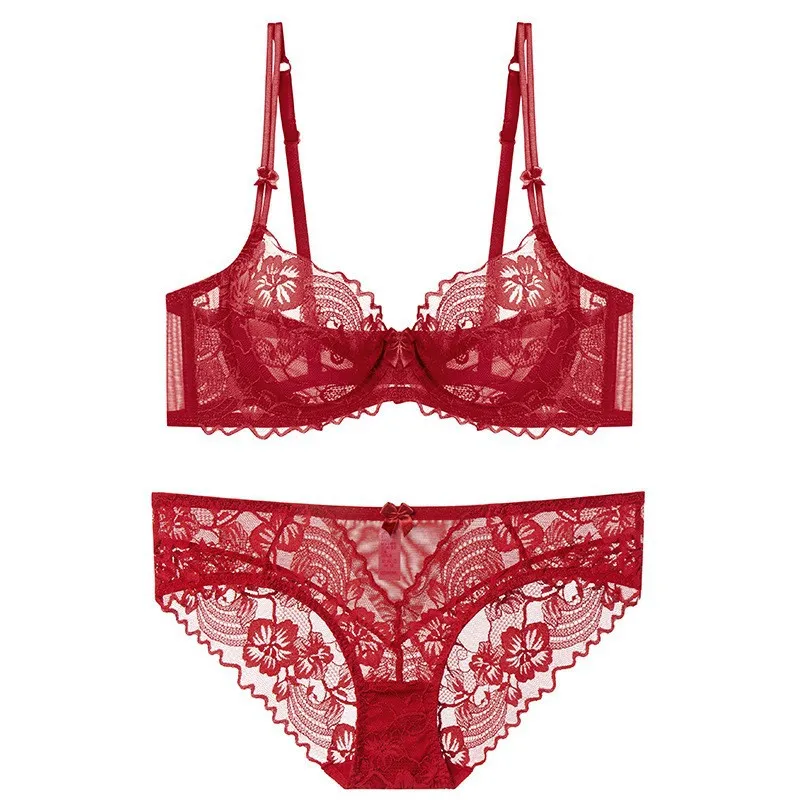 Hot Sell French Ultra-Thin Transparent Lace Bra Set Underwear Lingerie
