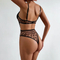 Wholesale Leopard Print Lace Patchwork Underwear Set Sexy Suspender One Piece Lingerie