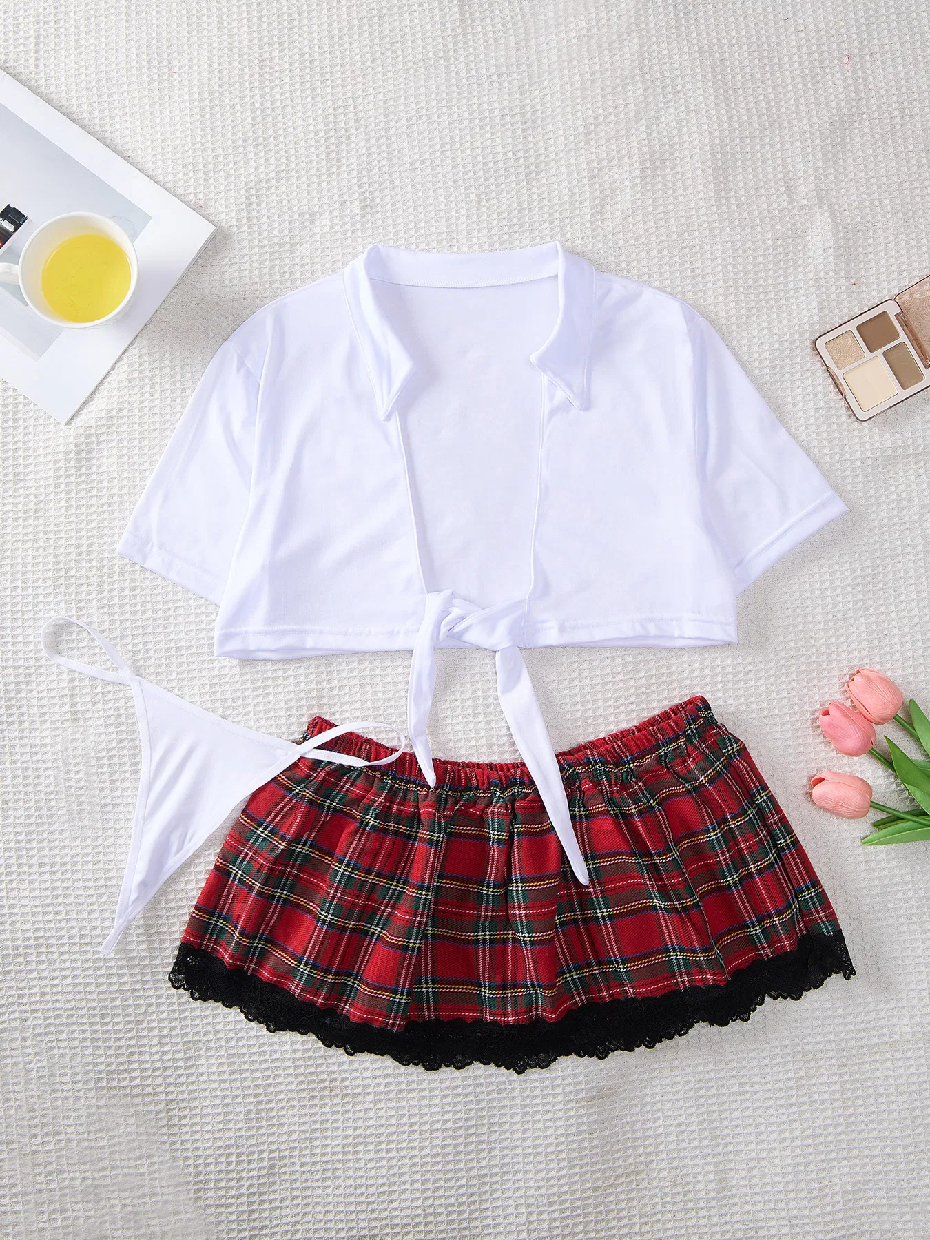 Hot Selling Open-Front Shirt Roleplay Bra Set Sexy Schoolgirl Woman Lingerie