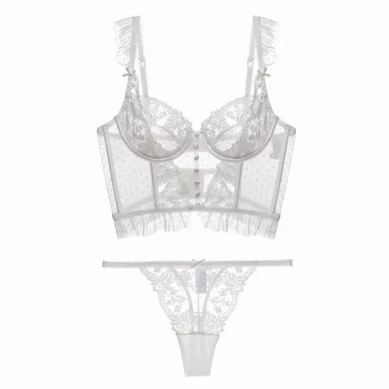 Sexy Wholesale Underwear Embroidered French Ultra-Thin Set for Women Lace Soft Bra Lingerie