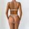 Sexy Perspective Mesh Ruffled Lace Woman Bra Set Hot Sale Solid Color 2 Pieces Lingerie