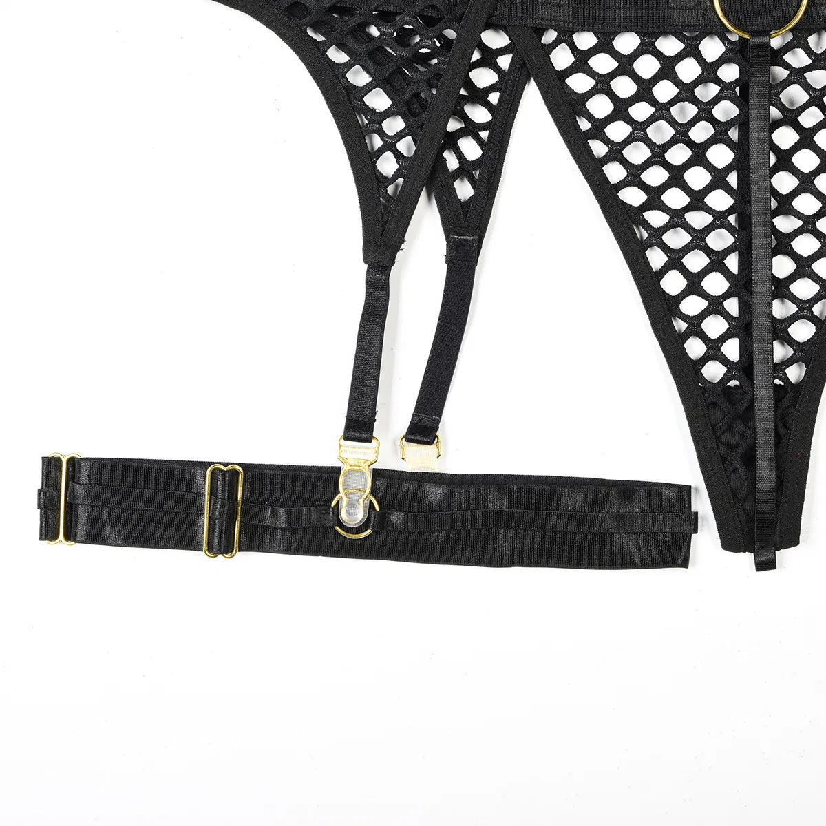 Wholesale Deep-V Woman Underwear Set Sexy Erotic See-Through Fishnet Lingerie