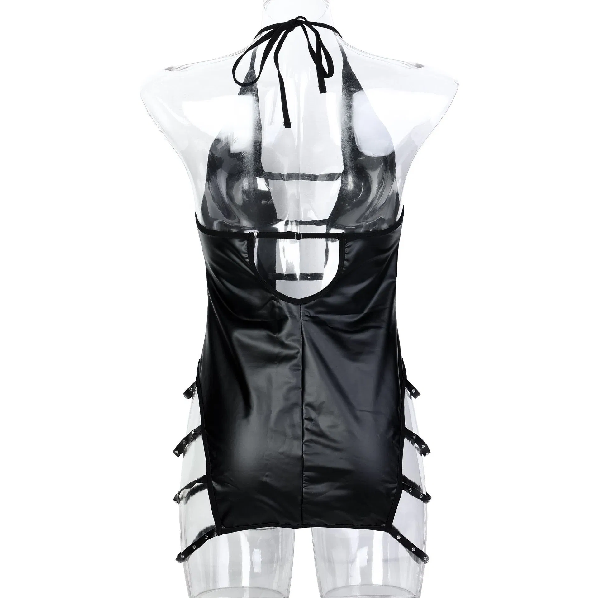 Wholesale PU Deep V Underwear Set for Woman Sexy Backless One Piece Lingerie