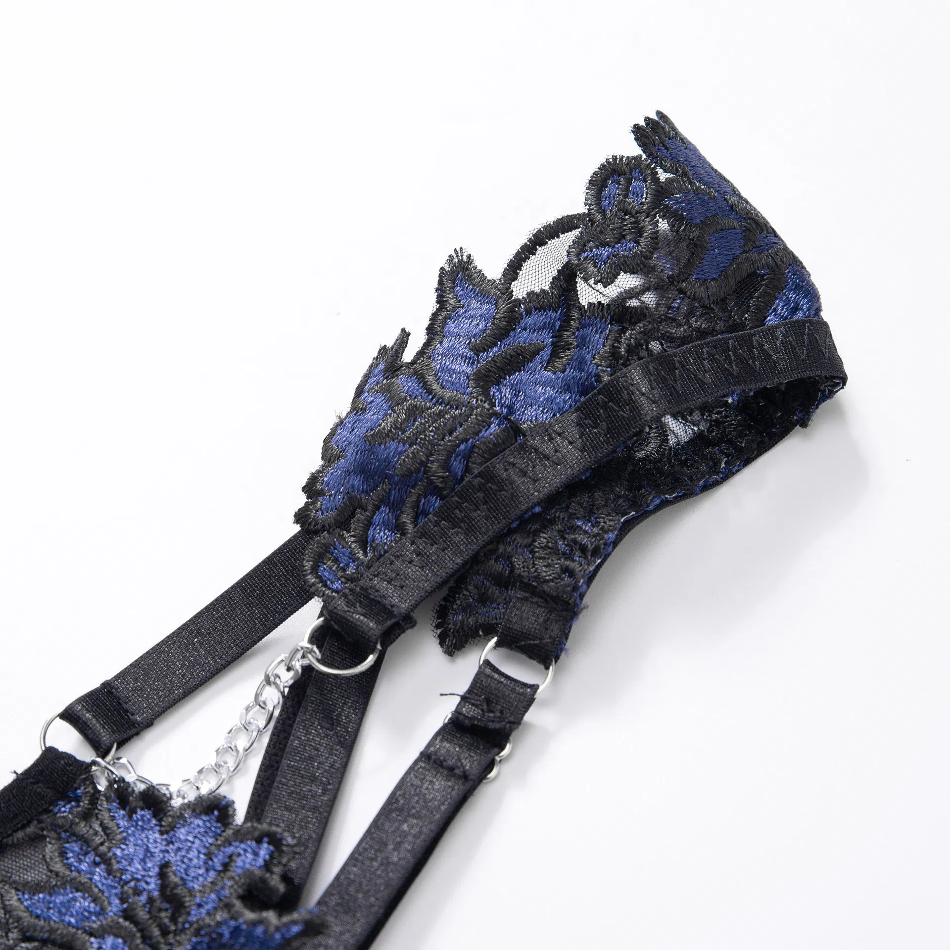 Wholesale Floral Embroidery Woman Bra Panty Set Sexy See-Through Garter Lingerie
