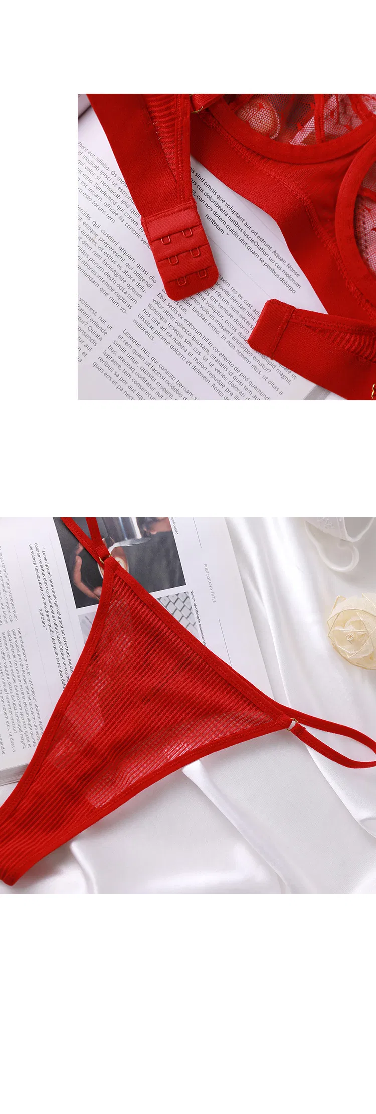 Wholesale French Style Transparent See-Through Soft Sexy Breathable Ultra-Thin for Women Bra Thongs Set Underwear Lingerie