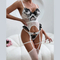 Sexy Floral Embroidered Bra Set with Fishnet Stocking New Transparent Mesh Woman Lingerie