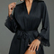 Sexy See-Through Polka DOT Mesh with Lace Sleepwear Nightwear Wholesale Women Satin Robe