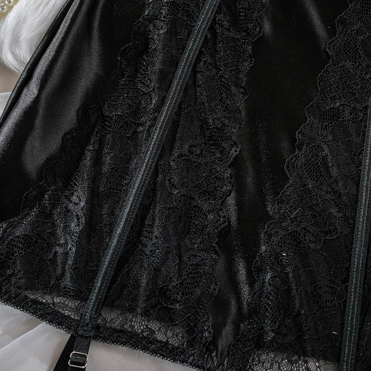 Wholesale See Through Mesh Strapless One Piece Underwear Set Sexy Lace Patchwork Lingerie