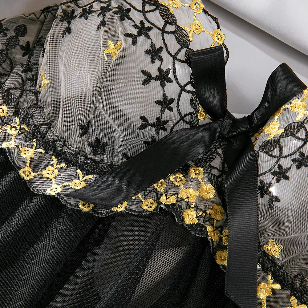New Arrival Erotic Transparent Bra and Panty Set Sexy Long Dress Embroidered Lingerie