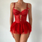 Wholesale Hollow out Underwear Set with Skirt Sexy Transparent Mesh Lingerie