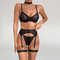 Wholesale Leopard Printed Underwear Set Sexy Push up See-Through Mesh Lingerie