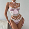 Sexy Neck Hanging Cross Strap Underwear Set Wholesale Pink Satin Women Lingerie