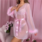 Sexy Embroidered Women Bra Set with See-Through Robe High Quality Christmas Lingerie