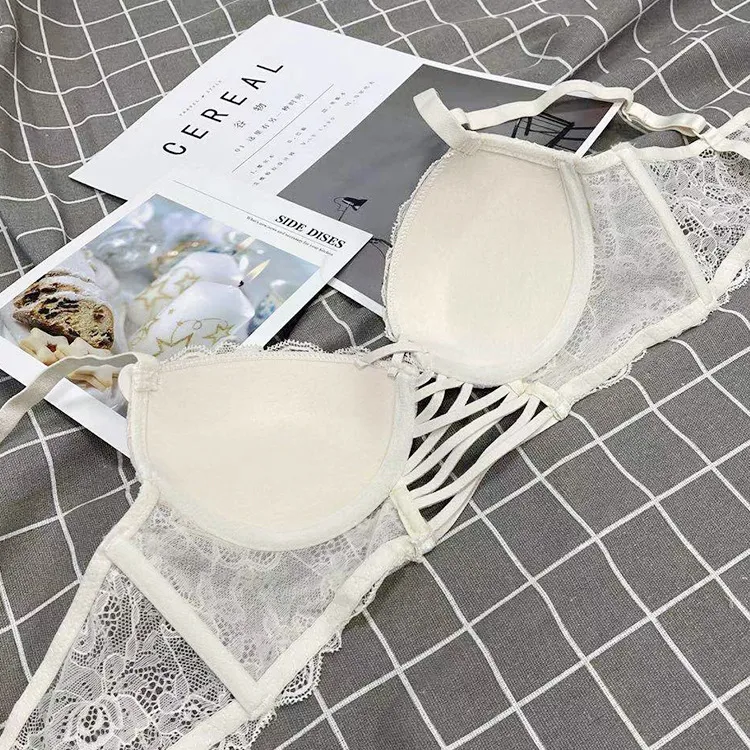 Wholesale Embroidery Lace Seduction for Women Deep V Gathered Breathable Ultra-Thin Set Sexy Bra Underwear Lingerie