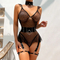Wholesale Deep-V Transparent One Piece Underwear Set Sexy Polka-DOT Embroidery Lingerie