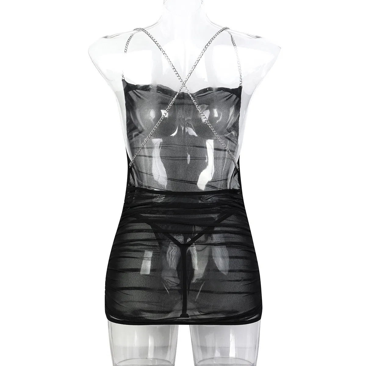 Hot Selling Mesh See-Through Suspender Bra Panty Sets Sexy Elastic Woman Lingerie
