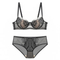New Style French for Women Embroidery Lace Trim Ultra-Thin Soft Sexy Gathering Bra Set Breathable Underwear Lingerie