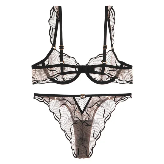 Ultra-Thin French Embroidery Lace Romantic for Women Soft Sexy Bra Set Underwear Lingerie