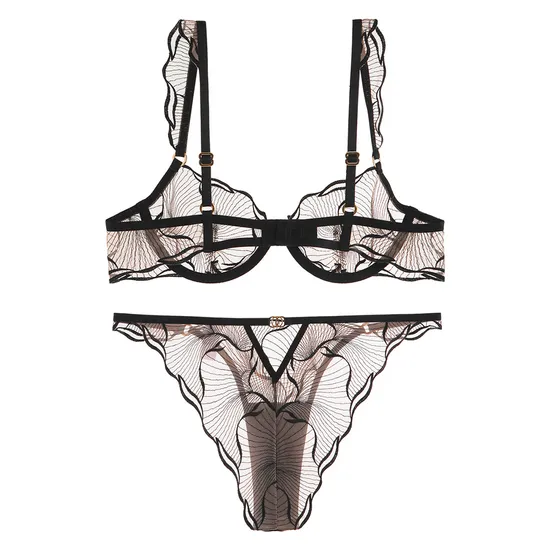 Ultra-Thin French Embroidery Lace Romantic for Women Soft Sexy Bra Set Underwear Lingerie