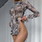 Sexy High Neck Long Sleeve Tie-Dye Mesh Underwear Set Wholesale Women's Dress Lingerie
