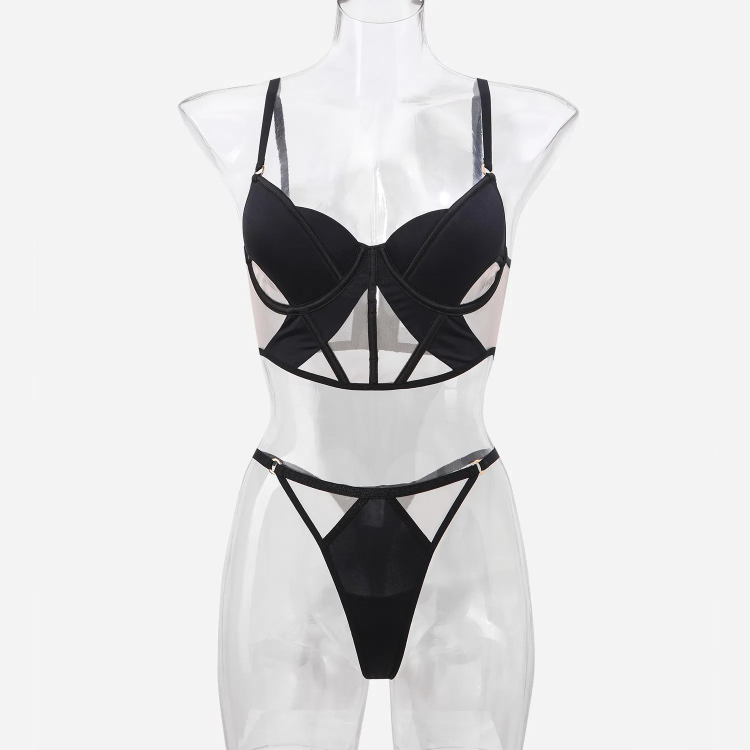 2025 French Smooth Mesh Fishbone Gathering Breathable for Women Soft Bra Breathable Ultra-Thin Set Sexy Underwear Lingerie