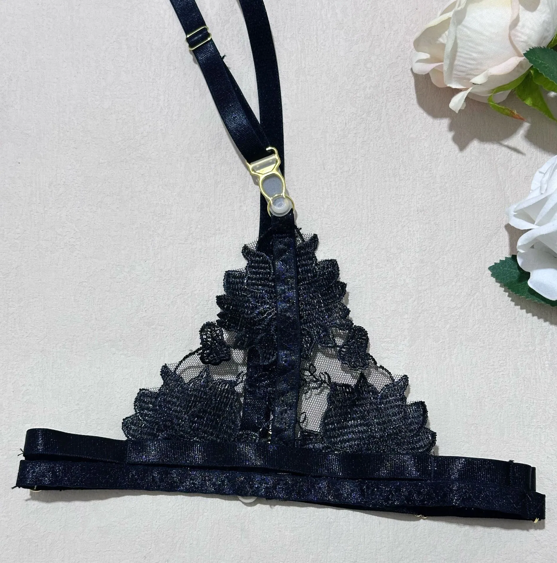 Sexy Luxury High Quality Transparent Bra Set Hot Embroidered Flower Women Lingerie