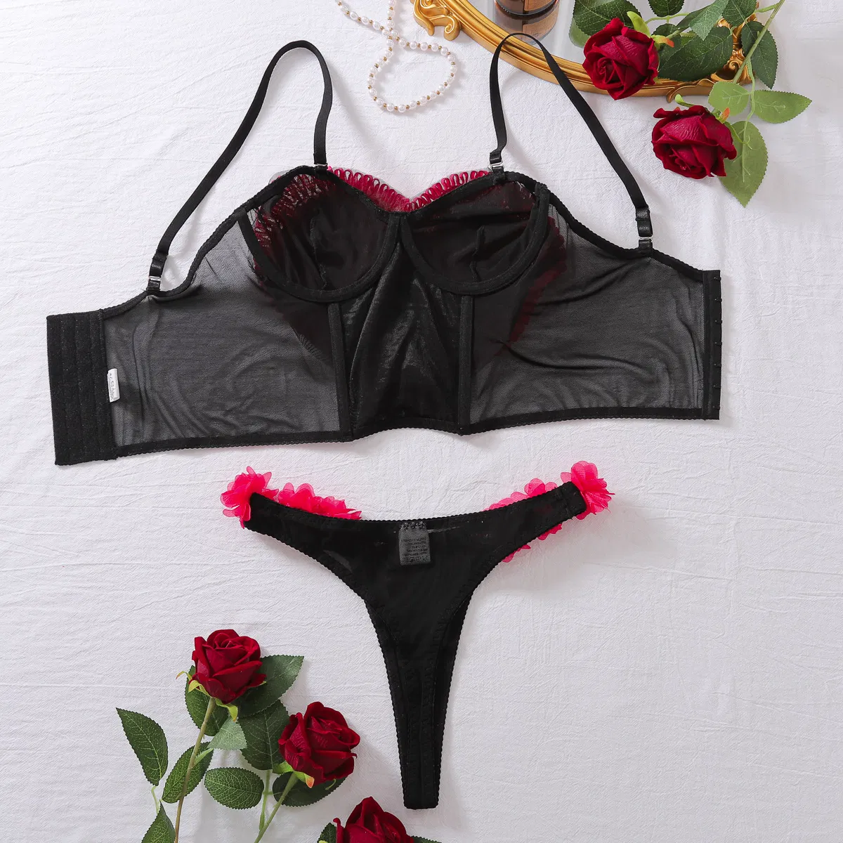 Wholesale 3D Heart Transparent Underwear for Woman New Fashion Ultra-Thin Lingerie