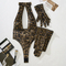 Wholesale Halter Deep-V Backless Underwear Set with Gloves Sexy Leopard Print Lingerie