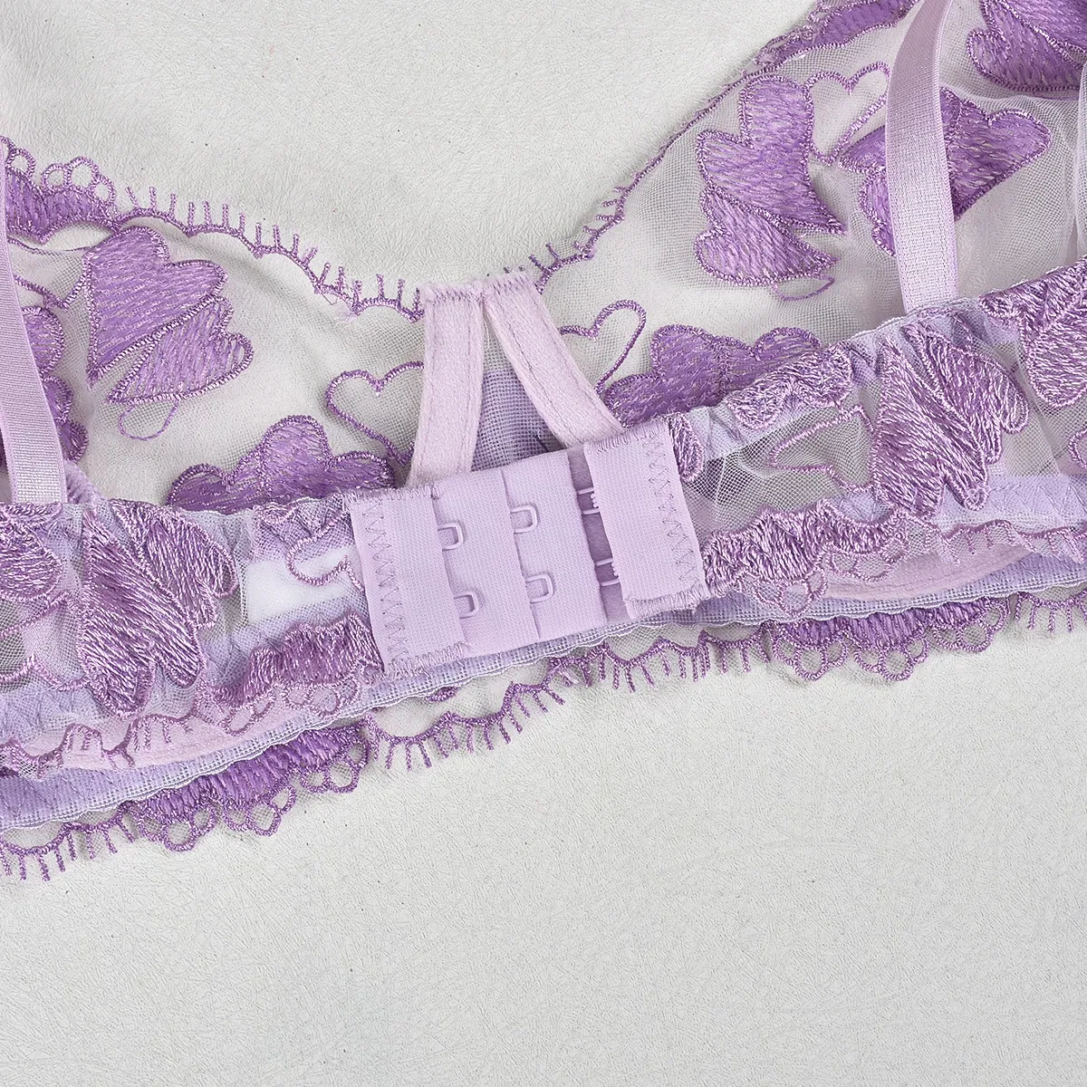 Wholesale Pink Heart Lace Embroidery Underwear Set for Woman Sexy See-Through Lingerie
