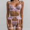 Wholesale Pink Heart Lace Embroidery Underwear Set for Woman Sexy See-Through Lingerie