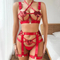 Wholesale Luxury Cross Hollow Underwear Set Sexy Heart Sequin Women's Lingerie