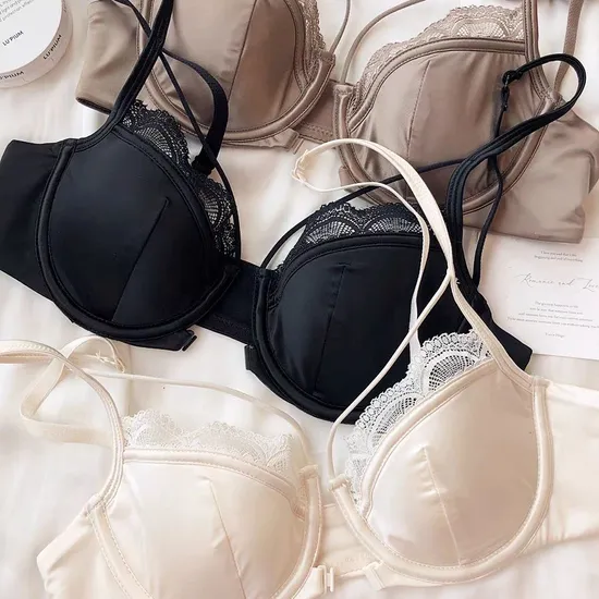 Wholesale Transparent Seduction Front Button for Women Soft Bra U-Shaped Breathable Ultra-Thin Set Sexy Underwear Lingerie