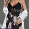 Sexy V-Neck Woman Sleepwear Dress Wholesale Flower Print Ultral-Thin Woman Nightwear