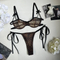 Wholesale Leopard Print Bow Ultra Thin Mesh Bra Set Sexy See-Through Woman Lingerie