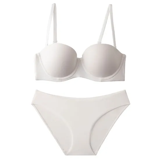 Wholesale Smooth Strapless Seamless Gathering Breathable for Women Soft Bra Breathable Ultra-Thin Set Sexy Underwear Lingerie