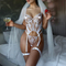 Sexy Solid Color Transparent Mesh Underwear Set for Woman Wholesale Embroidery Lace Lingerie