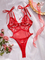 Sexy Floral Embroidery Deep V Untrl-Thin Bodysuit New Style Women One Piece Lingerie