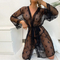 Wholesale See-Through Mesh Long-Sleeve Sleepwear Sexy Bowknot Lace Printing Women's Robe